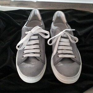 TOD'S Sneakers Sparkly Silver Leather Original Women's 37 1/2 (7 1/2)